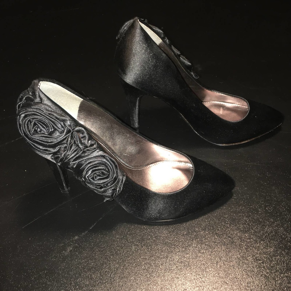 NINA Rohma Crystal Satin Rosette 4in High Heels